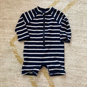Janie and Jack Navy and White Striped Swimsuit